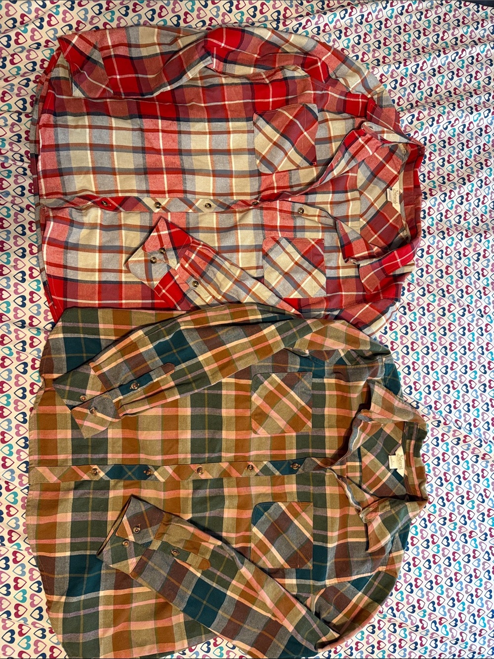 Natural Reflections Red and Green Plaid Long-Sleeve Button-Down Shirts